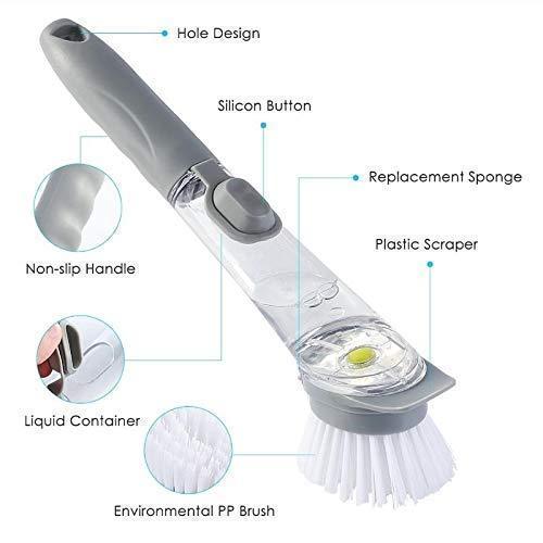 Medium White Liquid Dispenser Kitchen Cleaning Brush