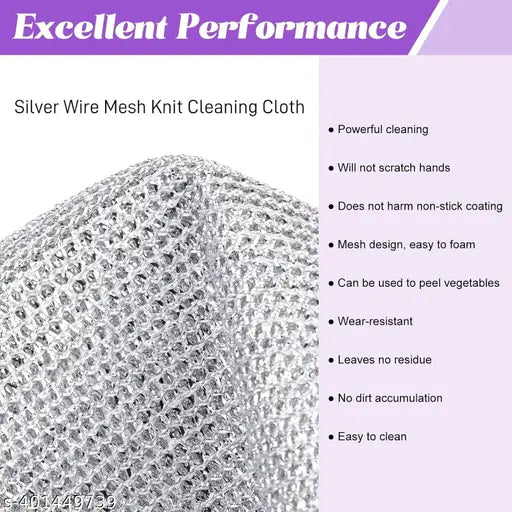 Kitchen Towel Multipurpose Wire Dishwashing Scrubber for Wet and Dry, Easy Rinsing, Reusable, Wire Cleaning Cloth Wire Dish Towels(Pack of 6)